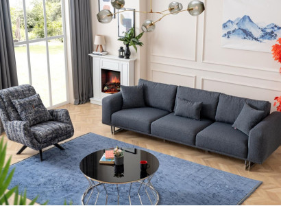 Sofagarnitur 4+1 Sitzer Luxus Garnitur Set Sofas Sessel Stoff Polster